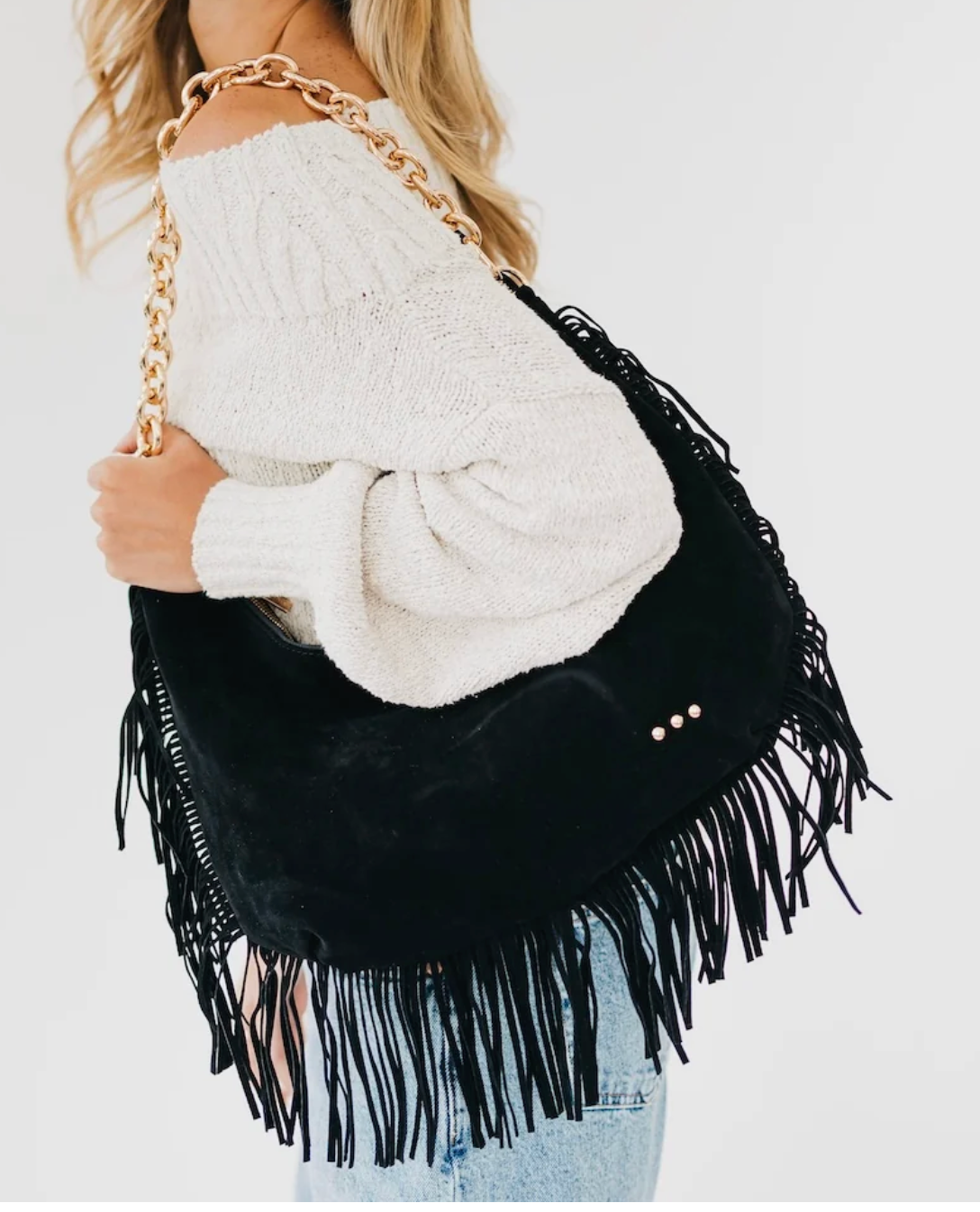 Loretta Fringe Bag | Black