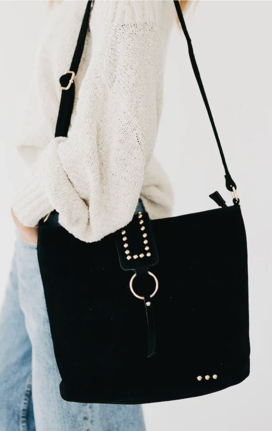 Rosemary Suede Bucket Bag | Black