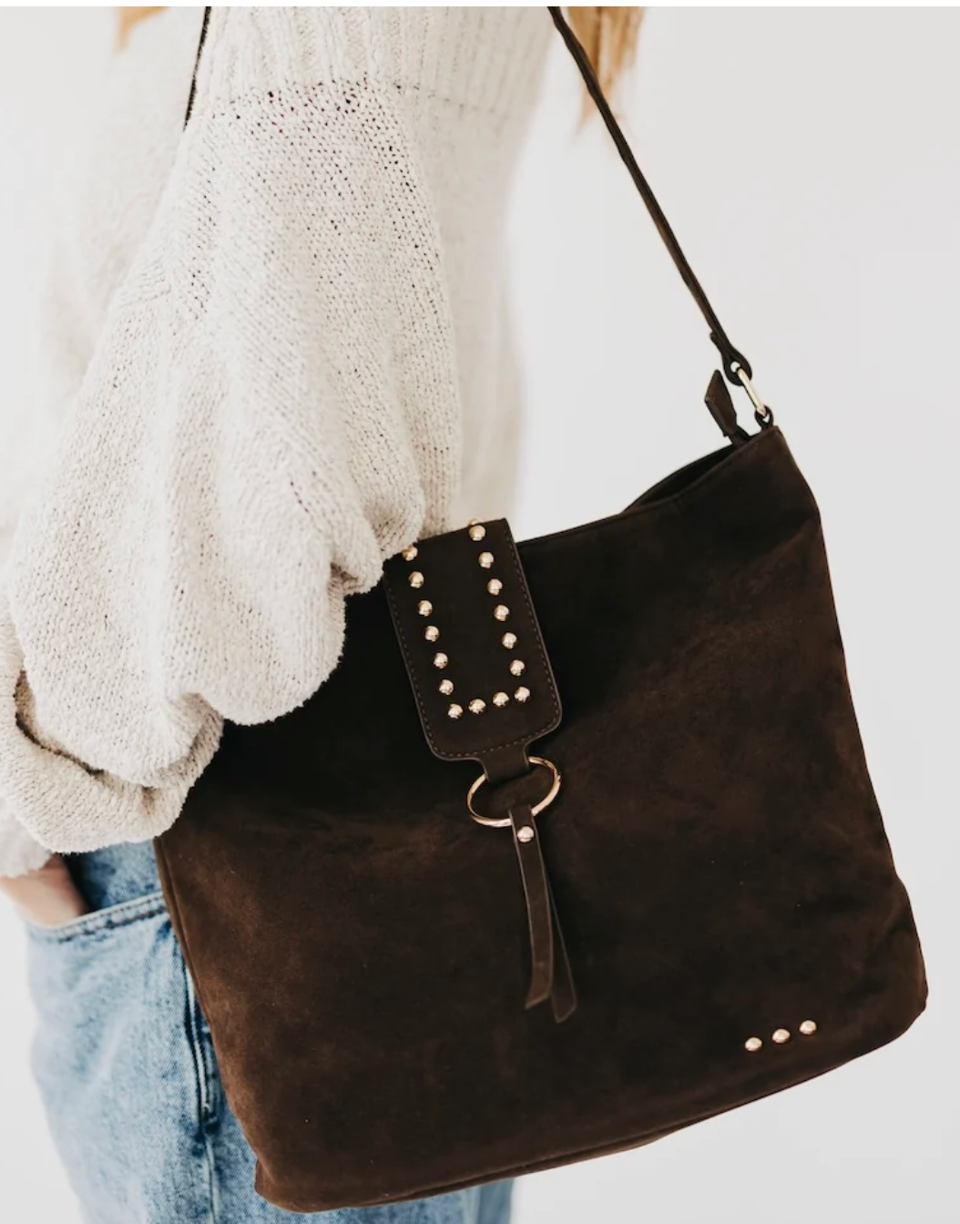 Rosemary Suede Bucket Bag | Chocolate
