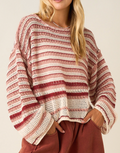 Brighton Striped Sweater | Cranberry