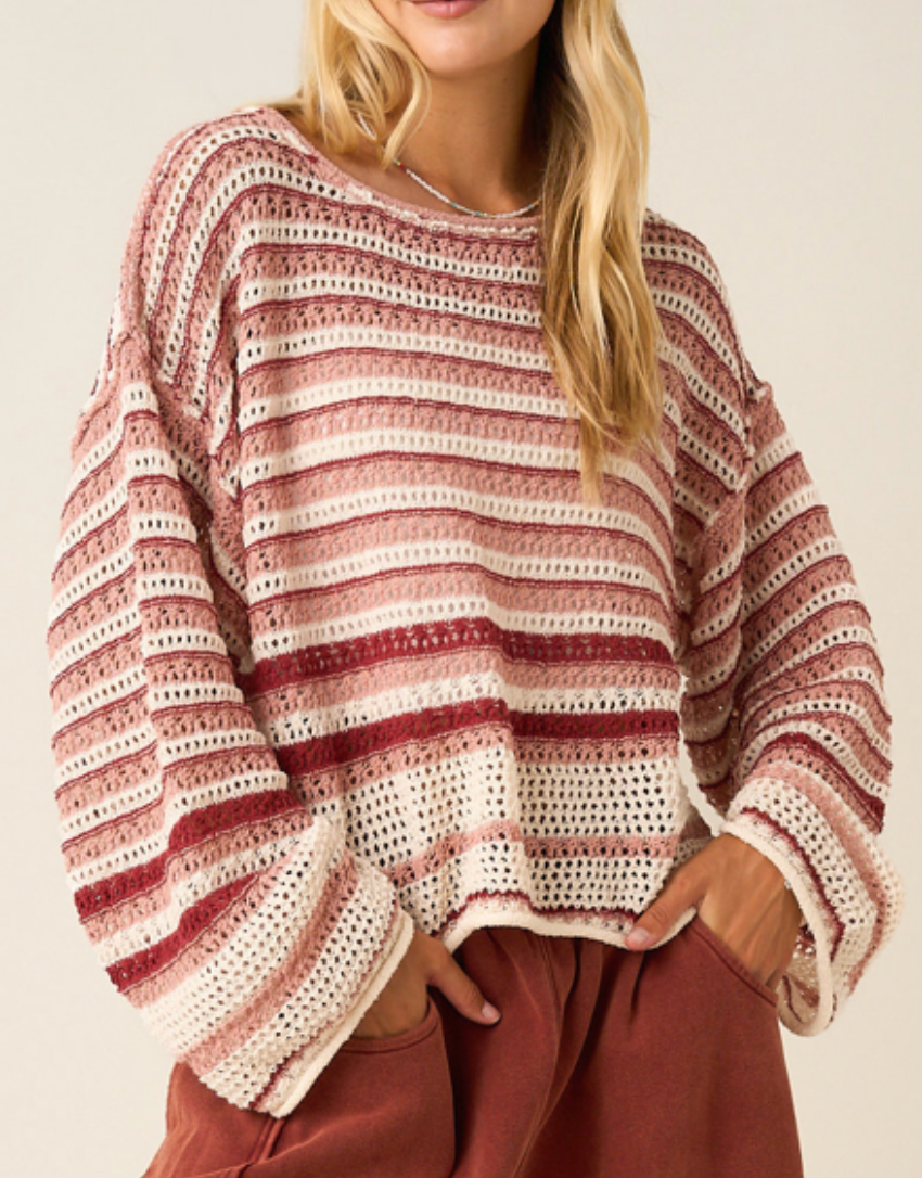 Brighton Striped Sweater | Cranberry