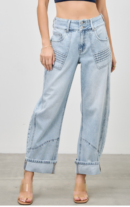 Saige Stitch Barrel Jeans