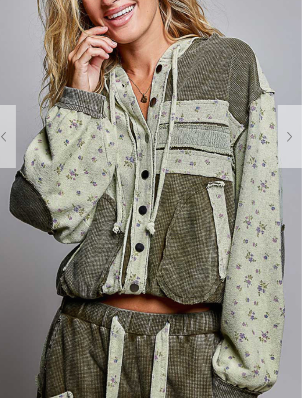 Wren Patchwork Hoodie Jacket | Olive