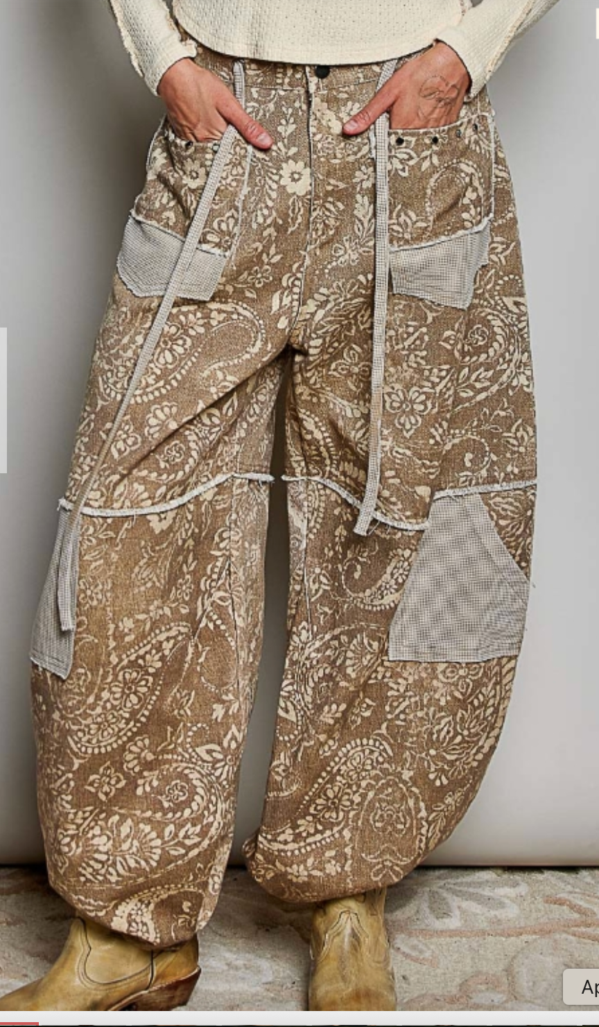 Sienna Wide Leg Pants | Sand Paisley