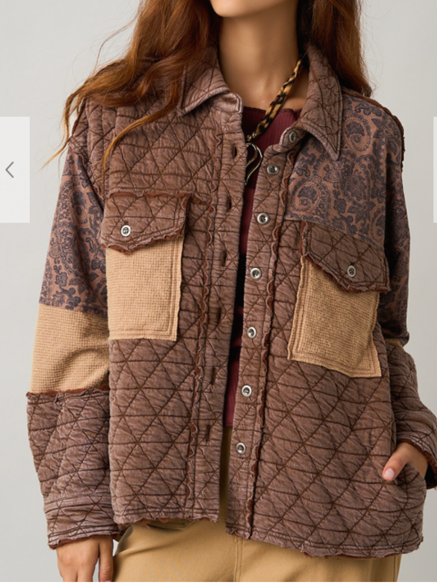 Canyon Trail Patchwork Shacket | Brown