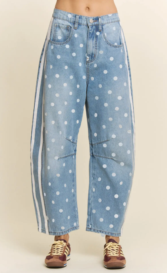 Dottie Side Stripe Barrel Jeans