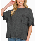 Sunday Wash Ribbed Tee | Ash Black