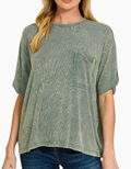 Sunday Wash Ribbed Tee | Ash Jade