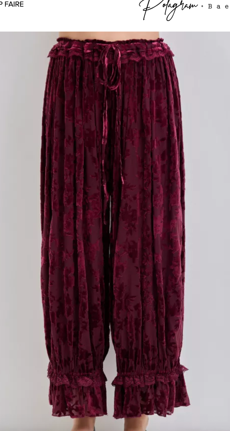 Mistletoe Kiss Velvet Pants | Burgundy