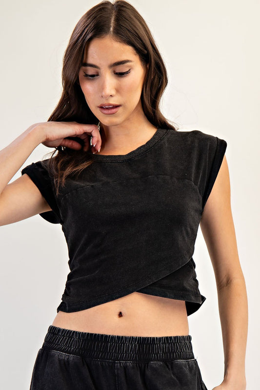 Record Year Crop Top | Ash Black