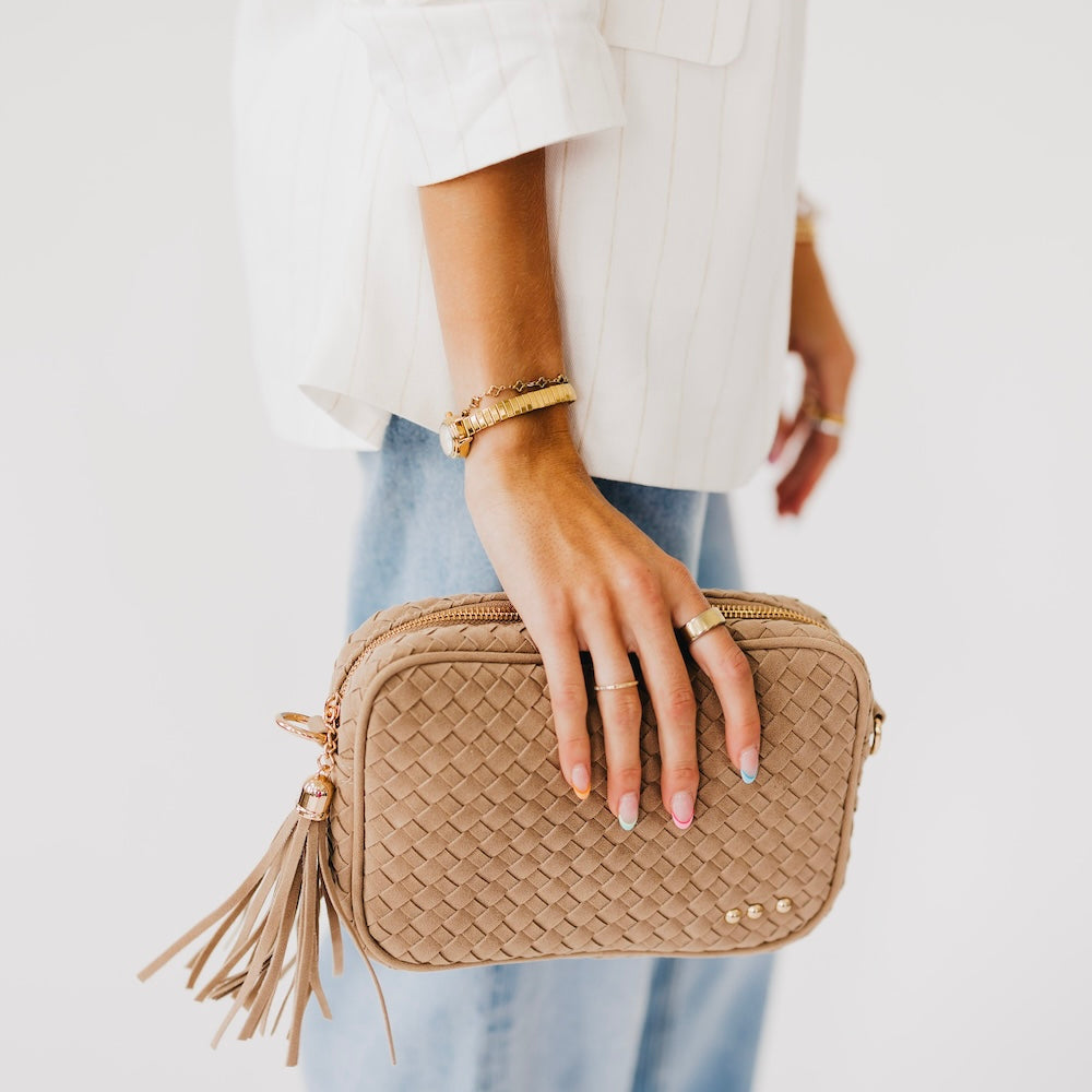 Suede Woven Willow Camera Crossbody Bag-Crossbody Bag-Pretty Simple
