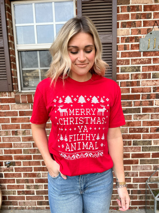 Merry Christmas Ya Filthy Animal T-Shirt FINAL SALE
